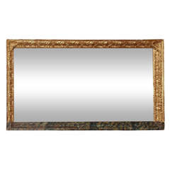 Large Horizontal Giltwood and Faux Marble Mirror