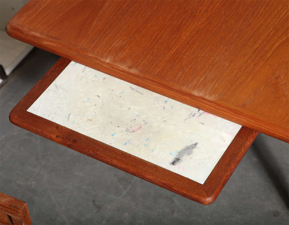 Danish 1950's Teak and Oak Coffee Table with Pull Out Trays