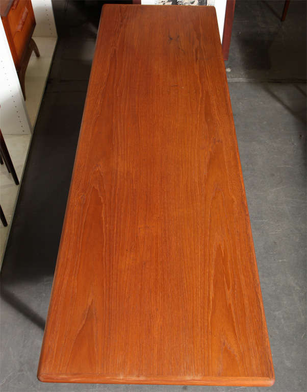 Mid-20th Century 1950's Teak and Oak Coffee Table with Pull Out Trays