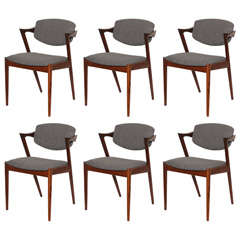 Set of 6 Rosewood Dining Chairs by Kai Kristiansen