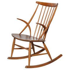 Vintage Danish Modern Rocking Chair by Illum Wikkelso