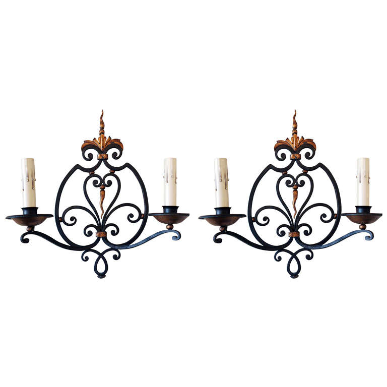 French Iron Sconces For Sale