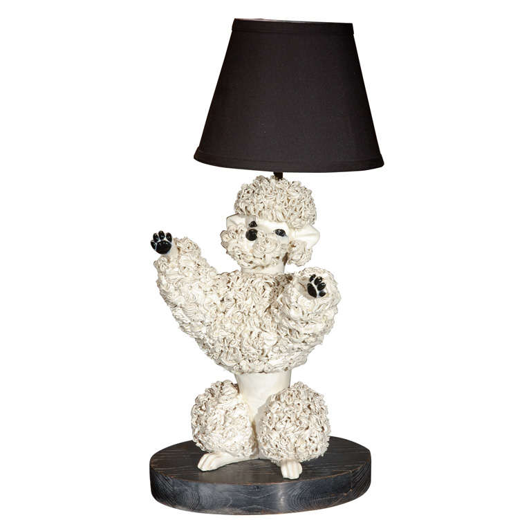 Italian Porcelain Poodle Lamp