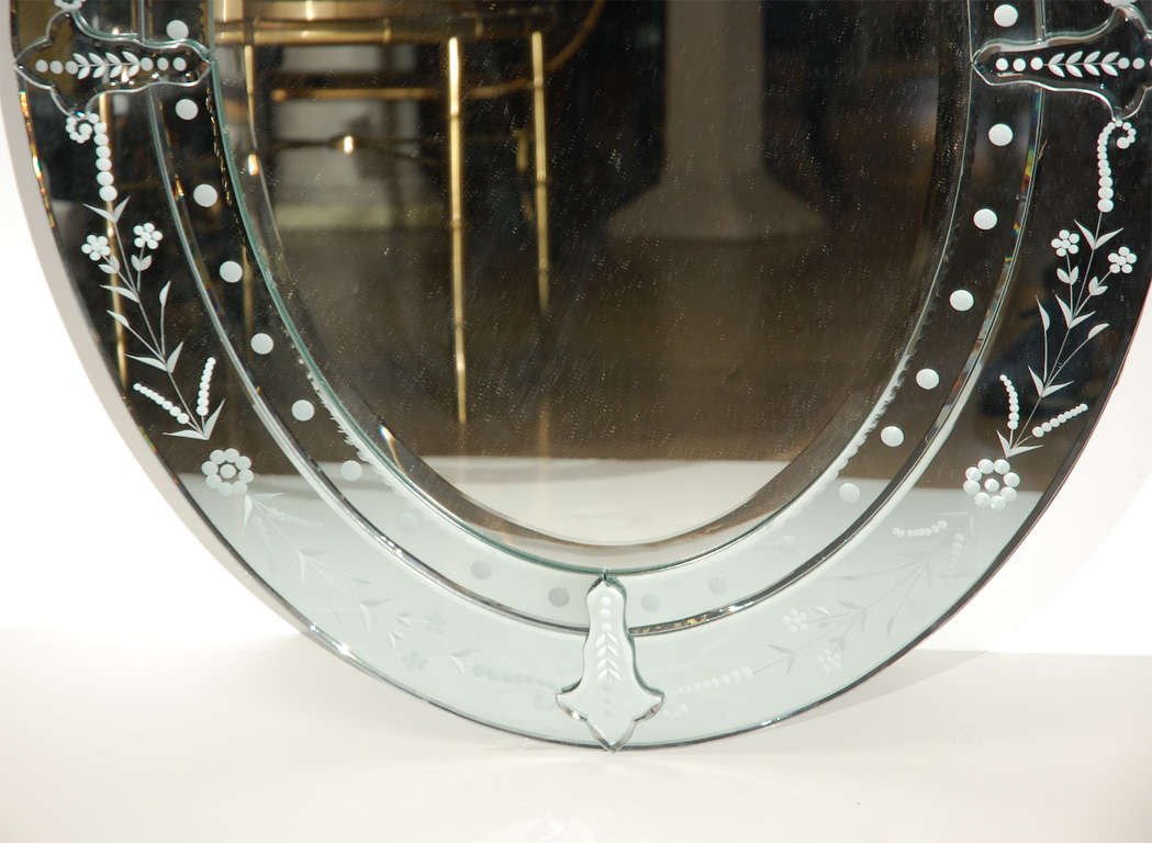 Mid-20th Century Oval Shaped Venetian Mirror