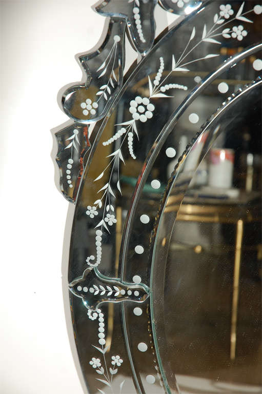 Cut Glass Oval Shaped Venetian Mirror