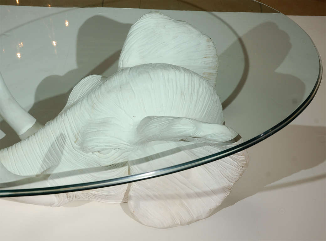 20th Century White Plaster Elephant Coffee Table