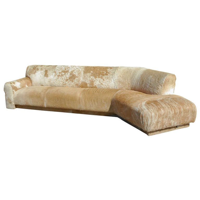 Cowhide sofa With Lighted Platform Attributed to Steven Chase