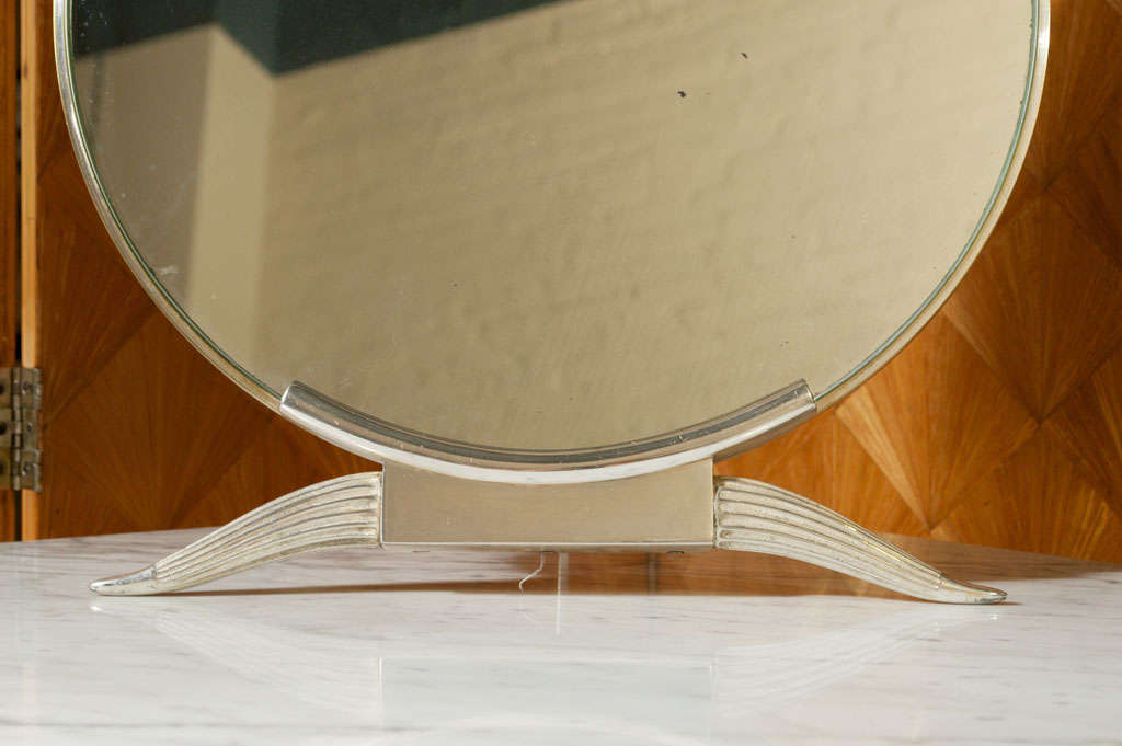 20th Century Emile-Jacques RUHLMANN - Silvered Bronze Table Mirror
