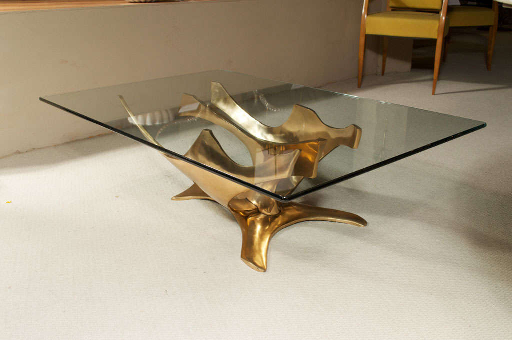 Mid-20th Century Fred Brouard, Bronze Sculpture/Cocktail Table For Sale