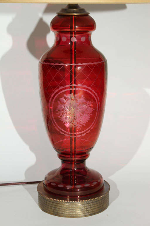 American Etched Glass Lamp