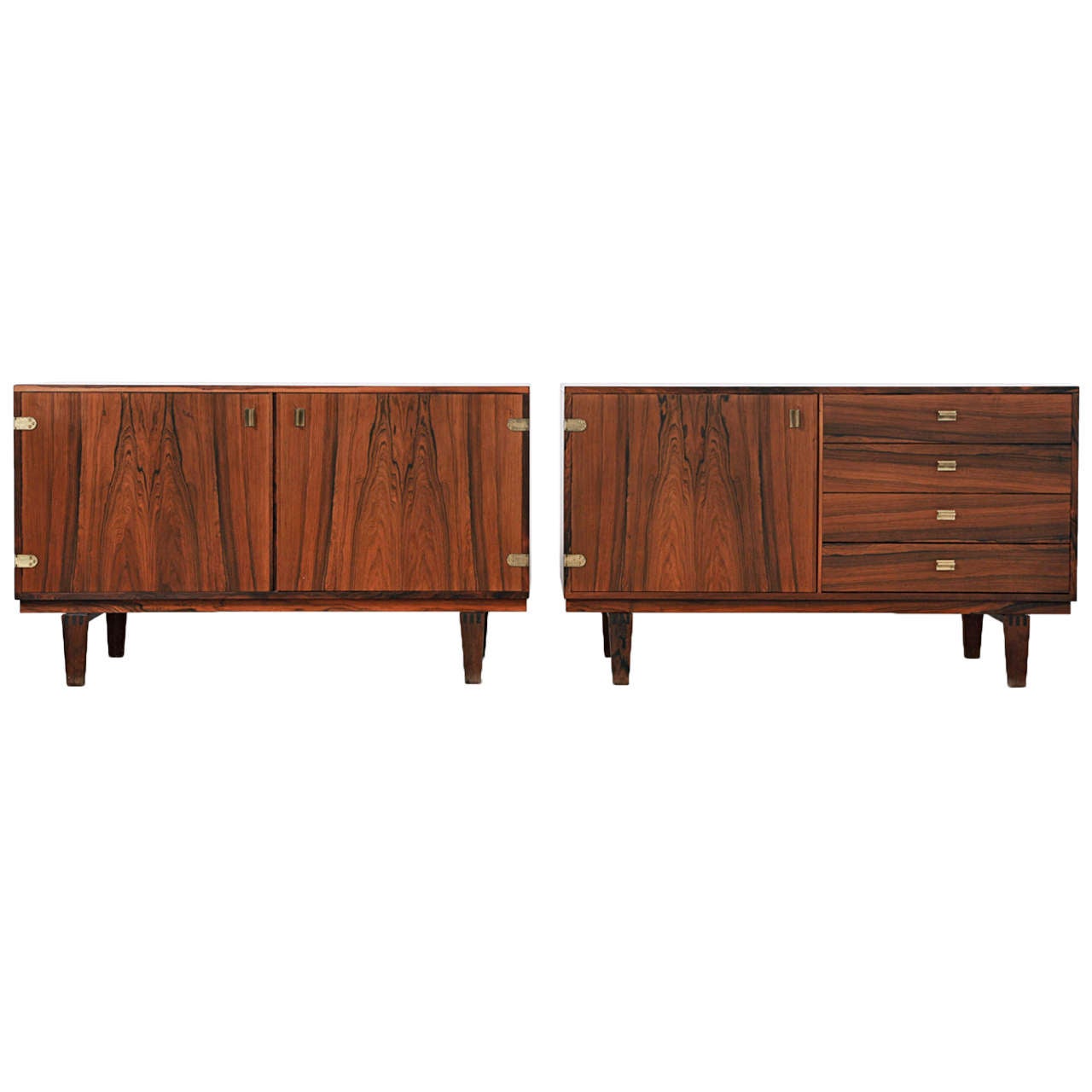 A Set of Rosewood Sideboards Designed By P. Lovig Nielsen Denmark