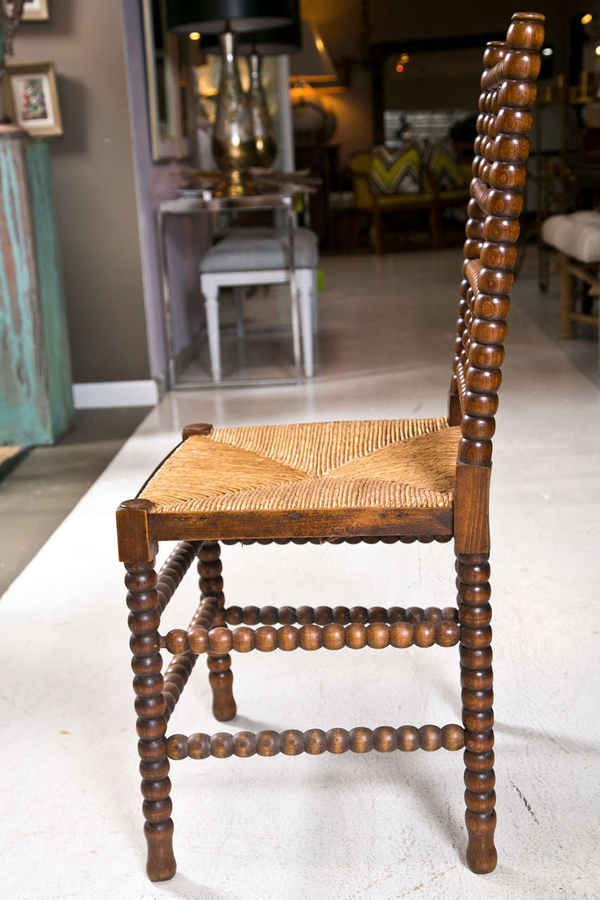 Set of Eight 19th Century English Bobbin Chairs with Rush Seat 1