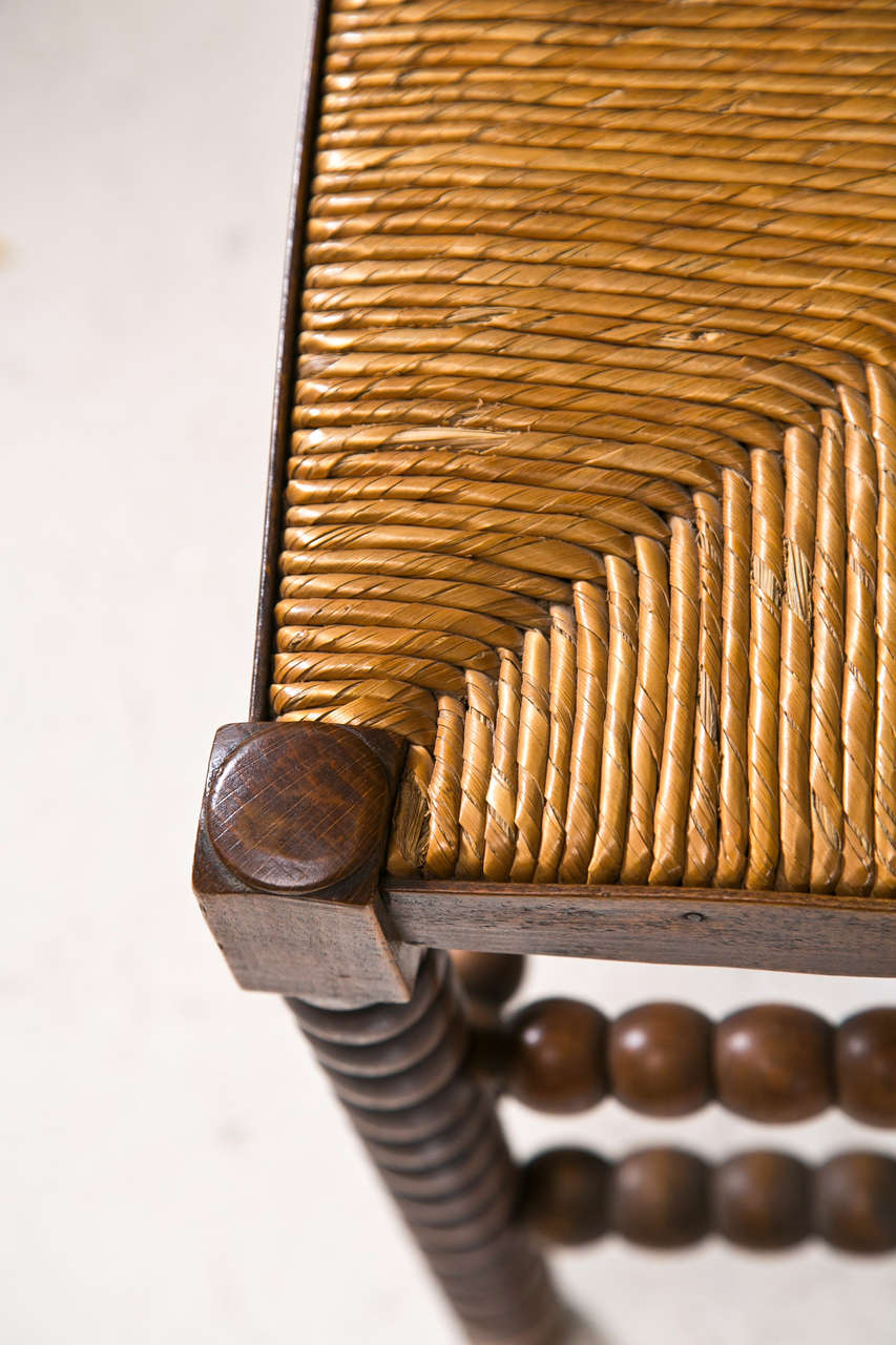 Set of Eight 19th Century English Bobbin Chairs with Rush Seat 3
