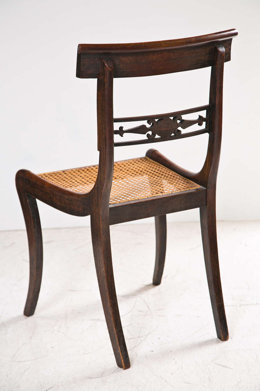 Set of 4 English Regency Rosewood Chairs with Brass Inlay 2