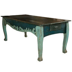 Painted Two Drawer Table with Cabriol Legs and Claw Feet