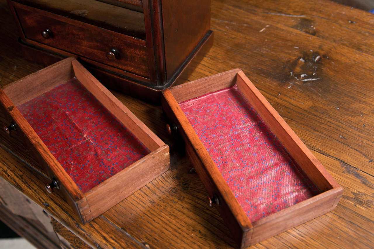 British 19th c English Miniature Mahogany Chest of Drawers