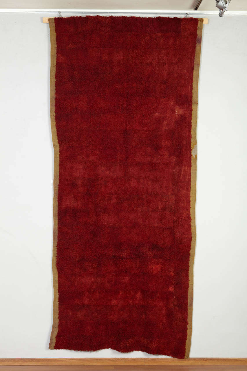 Tibetan Tsuk-Truk textile, traditionally made in panels sewn together - NOT knotted as woven with a Tibetan typical loop technique, and probably intended as a blanket or rug for travelling – being a Tsuk-Truk more flexible and thin than a rug.