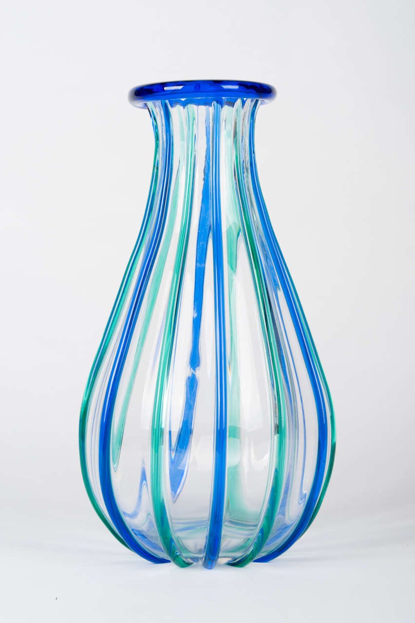 1930's Mouth Blown Murano Vase by Archimede Seguso. 29cm.