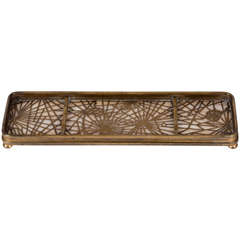 Antique Gilded Bronze and Favrille Glass Desk Tray by Tiffany Studios