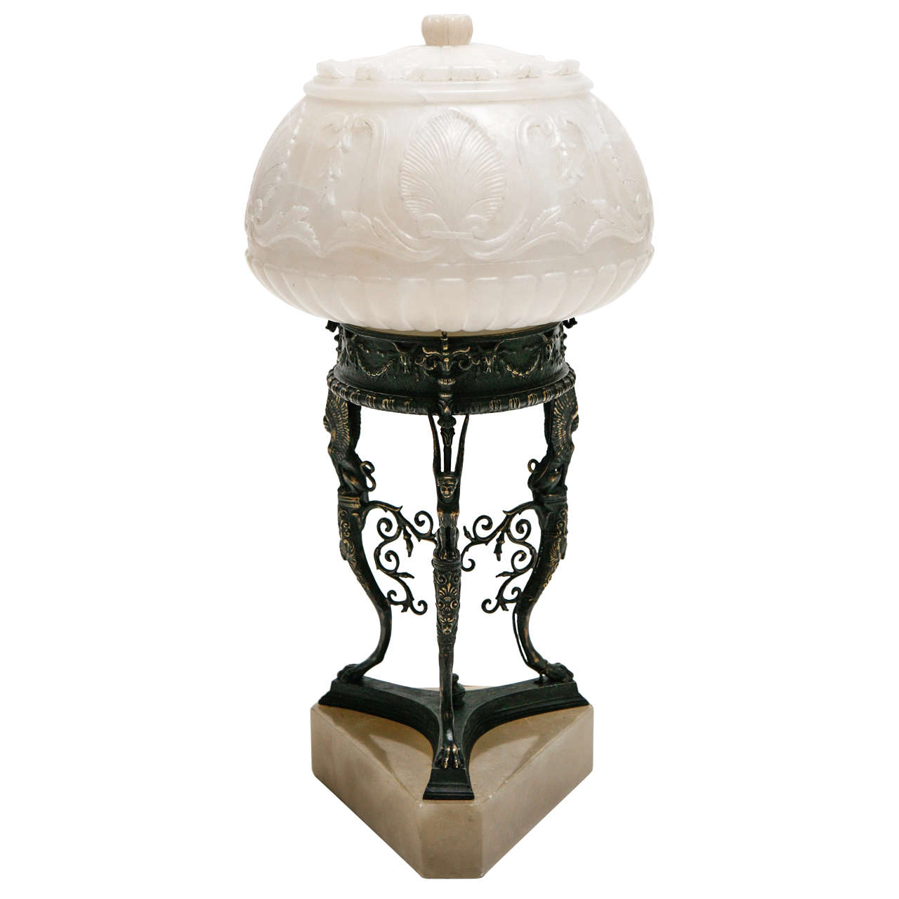 Cast Bronze & Alabaster Accent Lamp