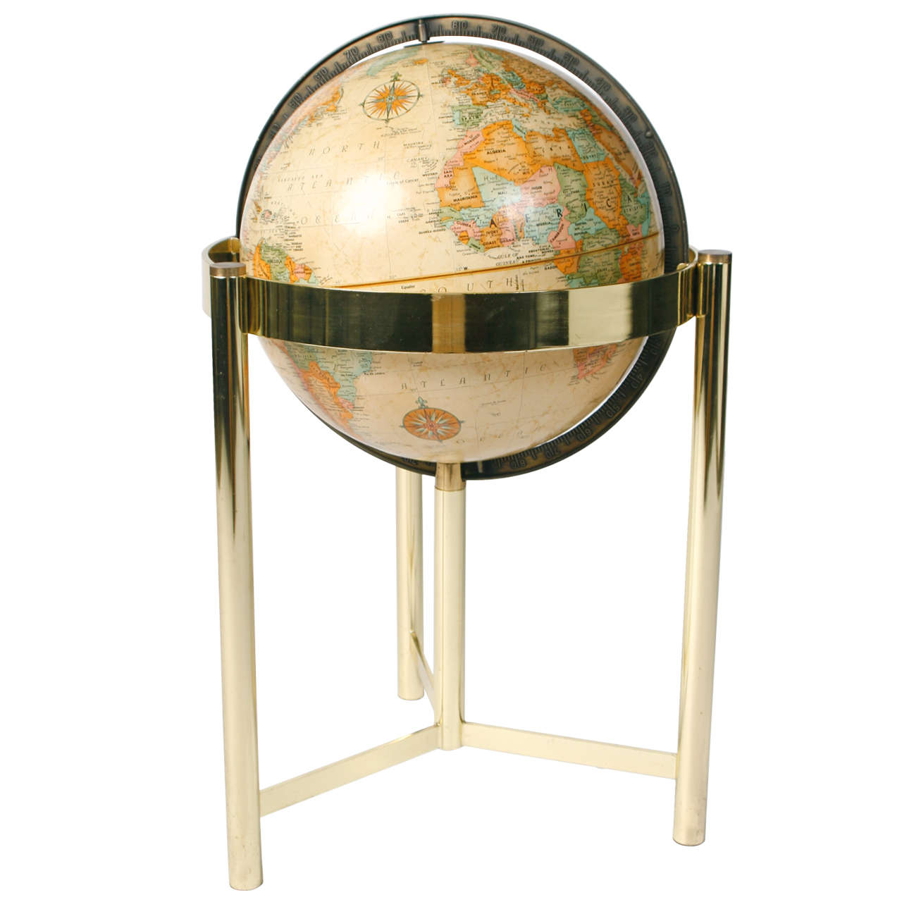 Decorative Brass Stand Floor Globe at 1stdibs