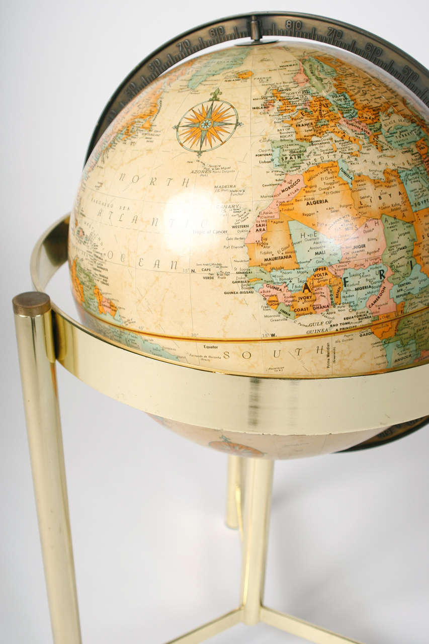 Decorative Brass Stand Floor Globe at 1stDibs