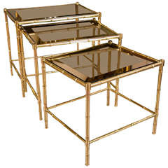 French Brass & Glass Nesting Tables 2