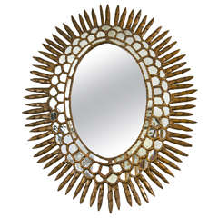 Antique Peruvian Giltwood Sunburst Mirror