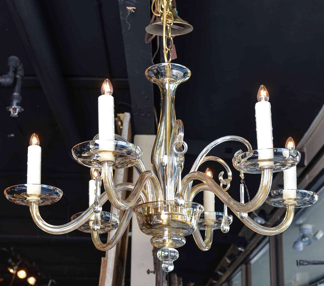 Mid-20th Century Bohemian Glass Chandelier
