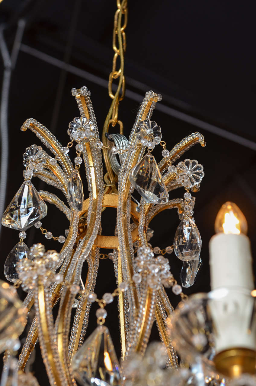 Louis XV Style Eight-Light Crystal 19th Century, Chandelier with Gilt Armature 1