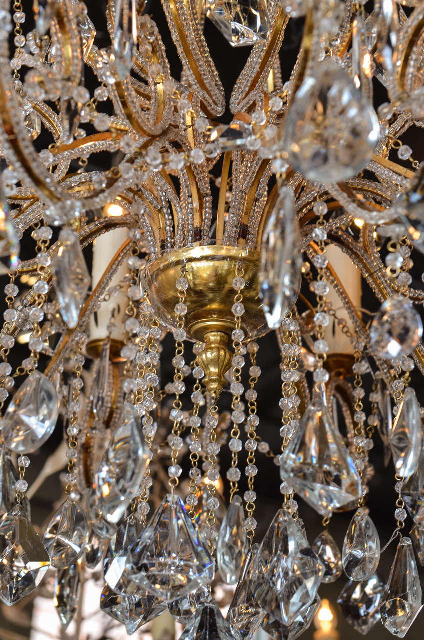Louis XV Style Eight-Light Crystal 19th Century, Chandelier with Gilt Armature 2