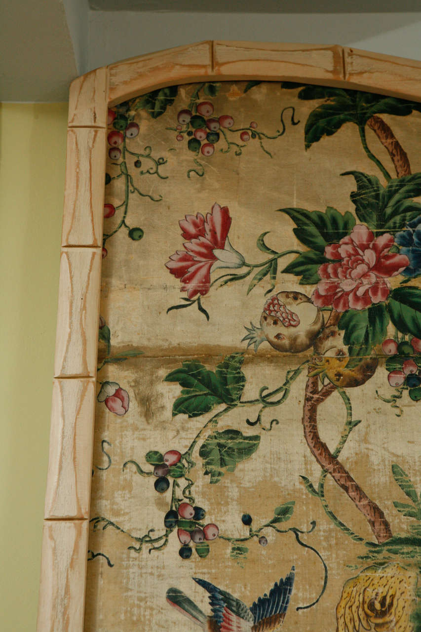 A Pair of 18th c. Chinese Silk Panels in Faux Bamboo Frames. 2