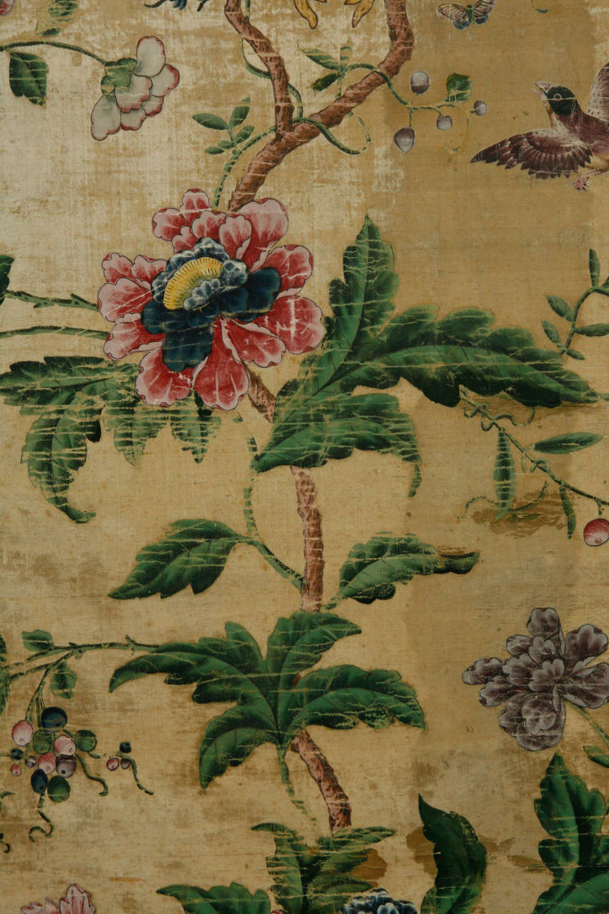 A Pair of 18th c. Chinese Silk Panels in Faux Bamboo Frames. 3