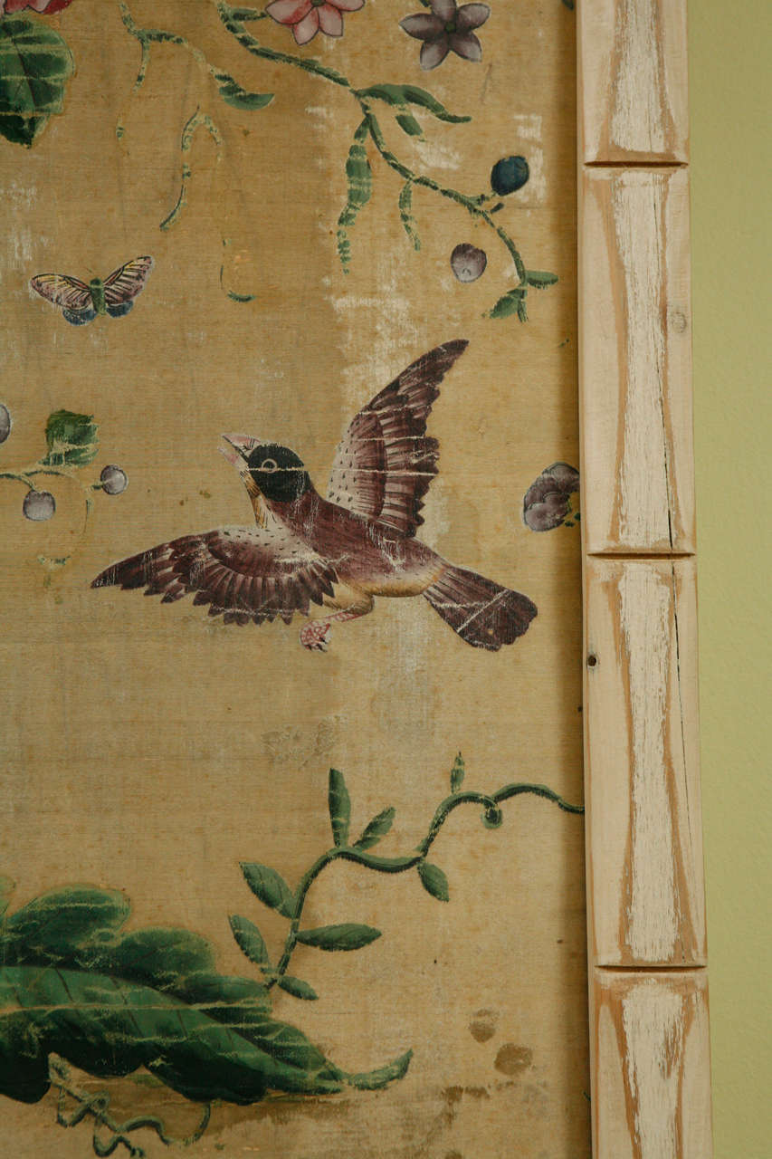 A Pair of 18th c. Chinese Silk Panels in Faux Bamboo Frames. 4