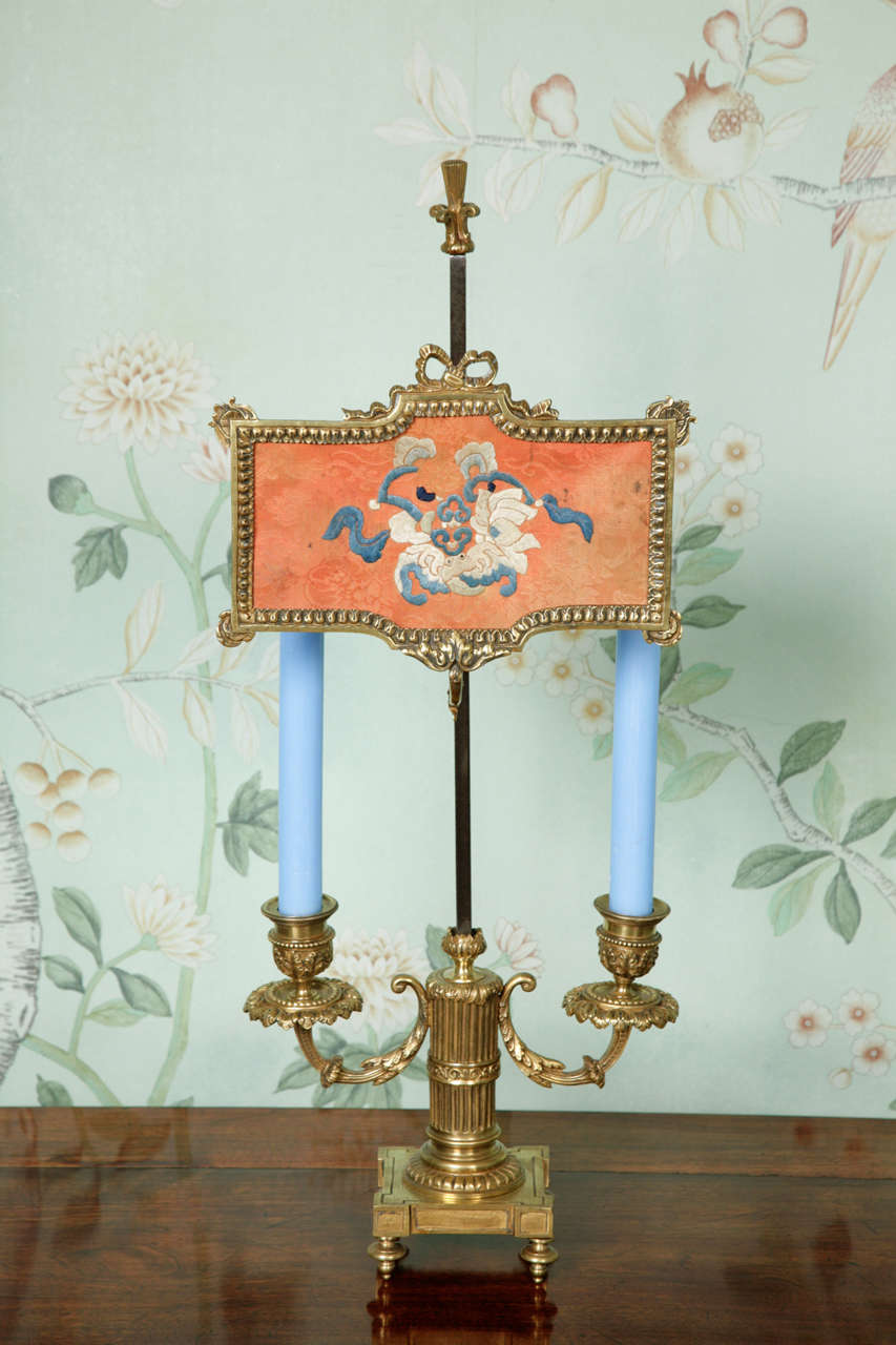 A Charming Louis XVI Style Bouillotte Lamp with Adjustable Shade