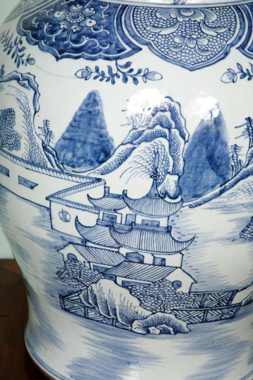18th Century and Earlier Two Huge 18th Century Chinese Blue and White Vases