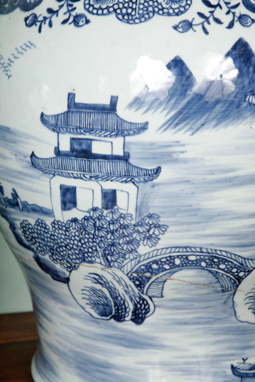Two Huge 18th Century Chinese Blue and White Vases 2