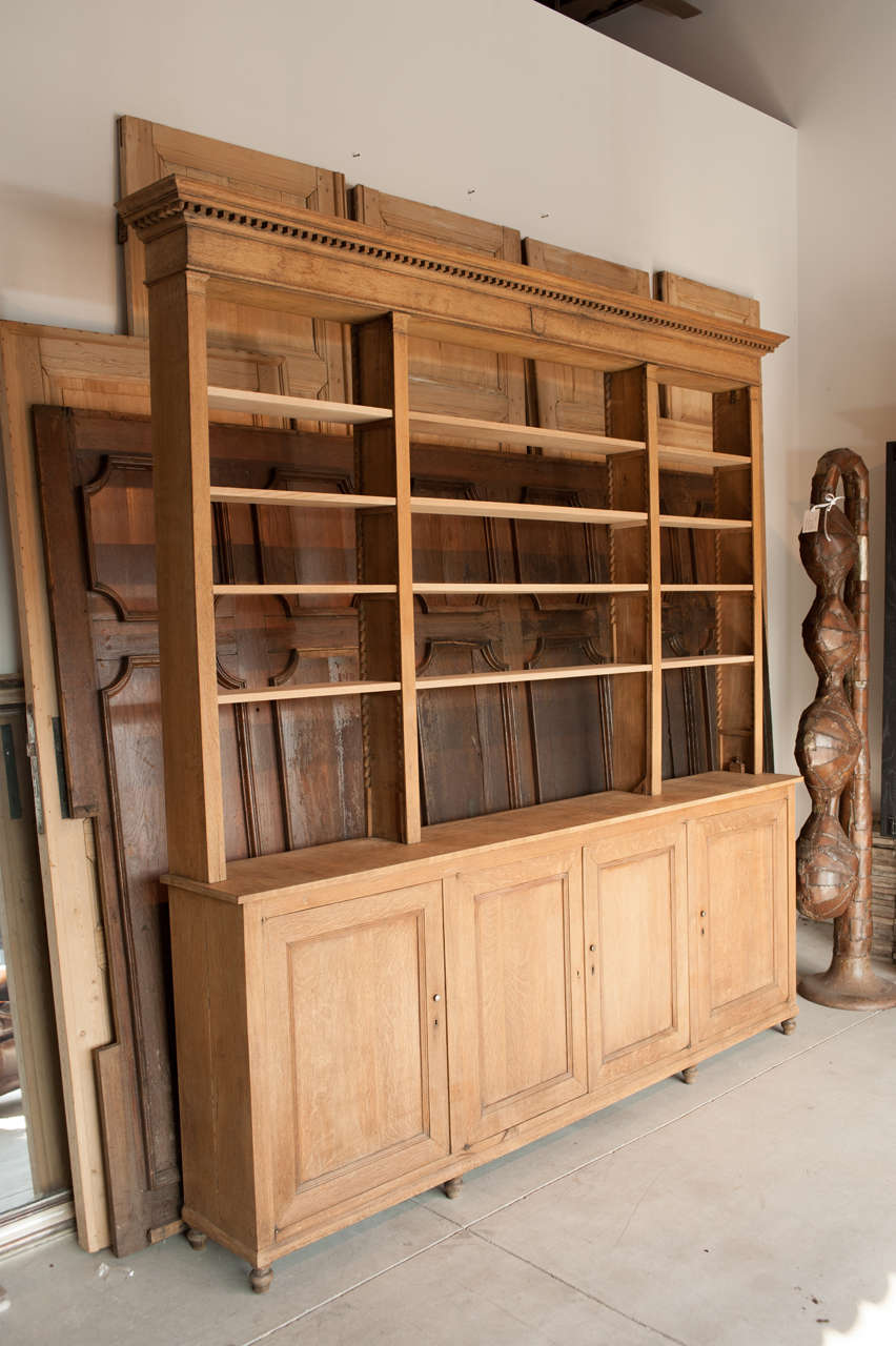 From monastery in Belgium. Bare white oak display unit with adjustable display shelving.  
Sensibly restored .