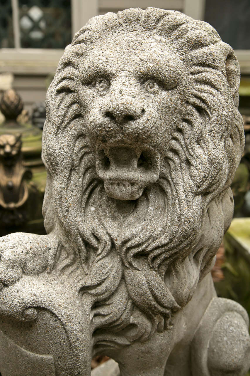concrete lion statues