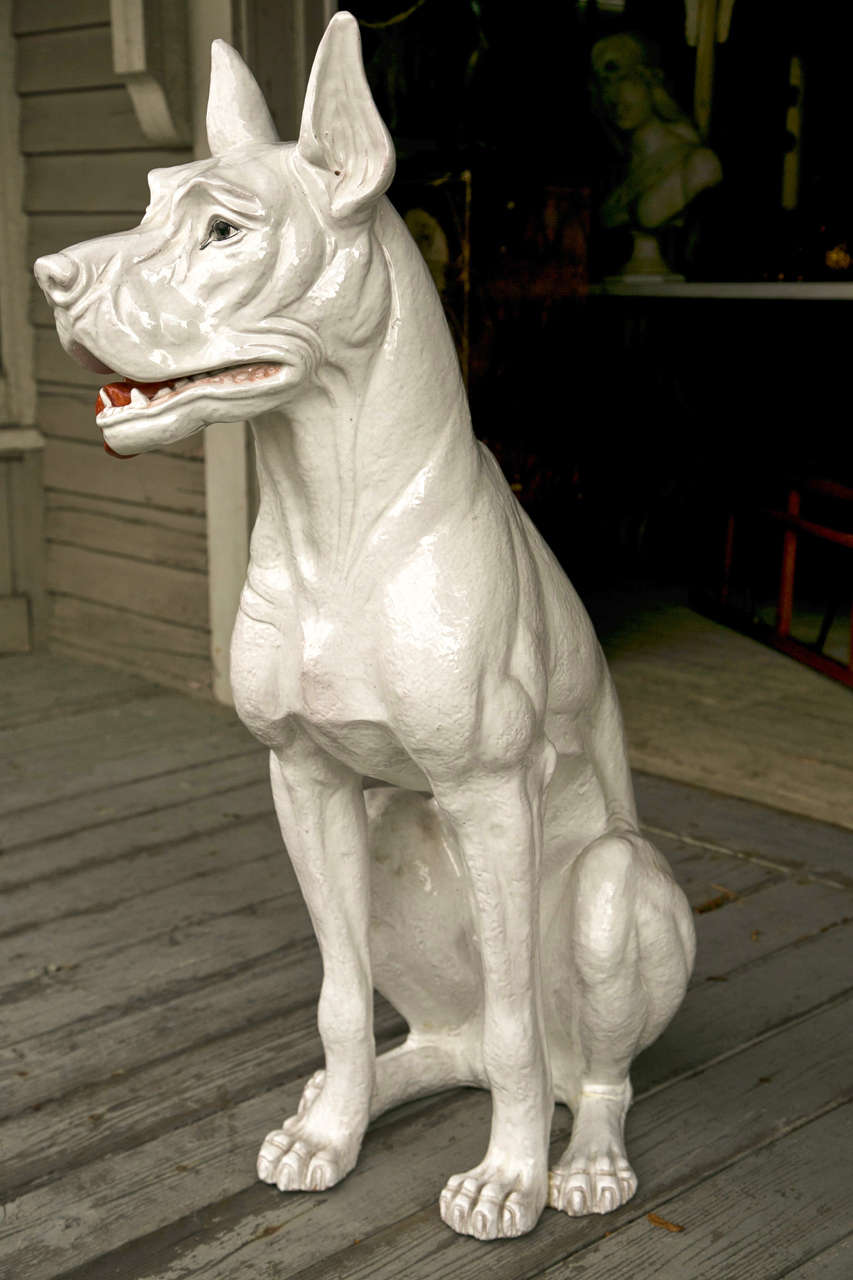 Italian Glazed Pottery Great Dane For Sale