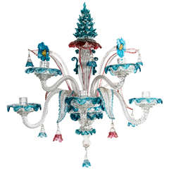 A 19th c. pair of Murano Glass 5 light Wall Sconces
