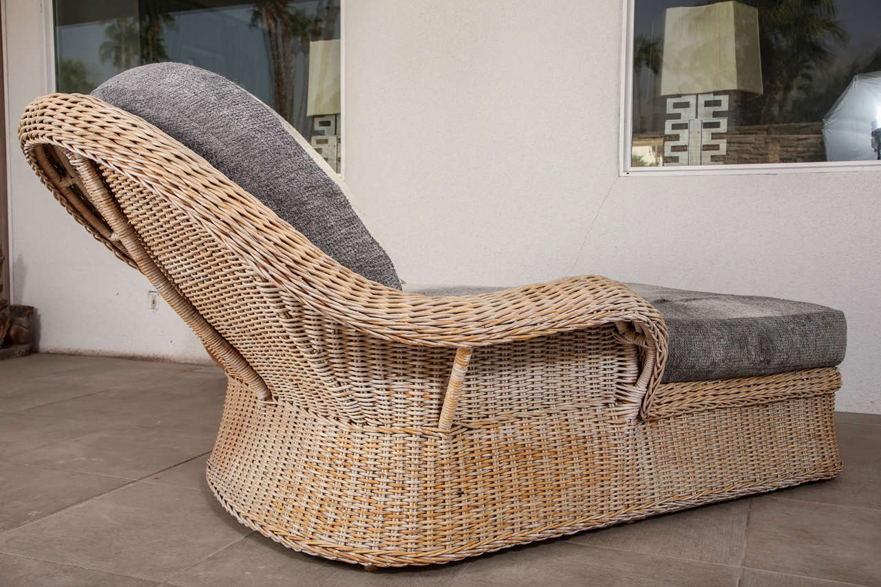 Rattan Chaise with Cowhide upholstery 3