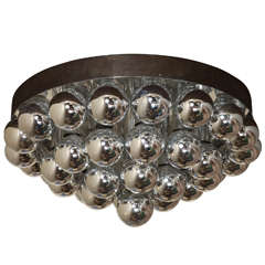 Spectacular Flush Mount Chandelier With Huge Chromed Light Bulbs