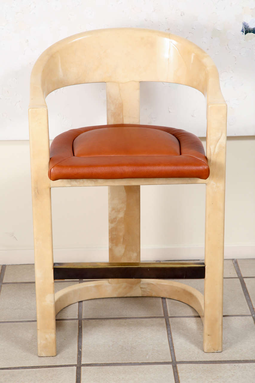 Set Of 4 Karl Springer "Onassis" Bar Stools