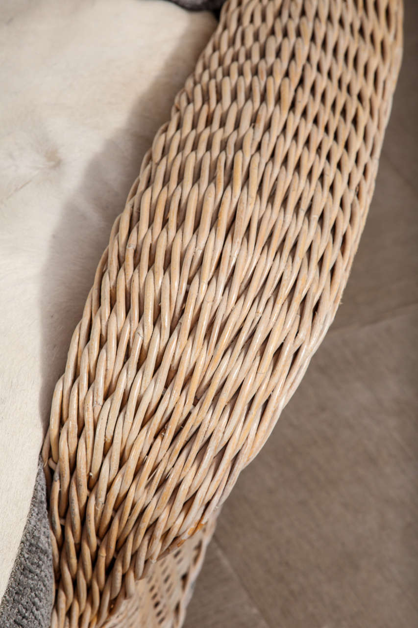 Rattan Chaise with Cowhide upholstery at 1stdibs