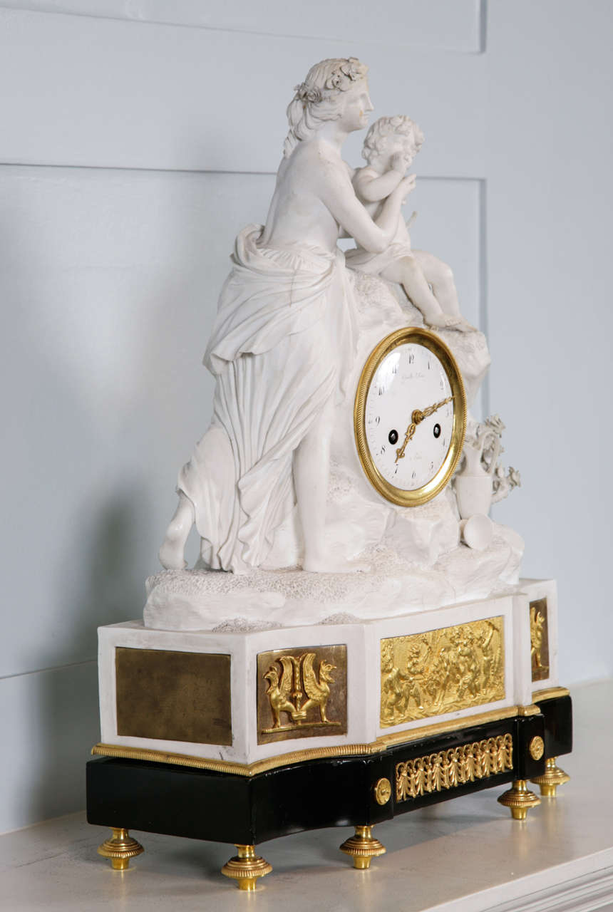 Gilt Antique French Mantel Clock by Gavelle L'Aine a Paris, France