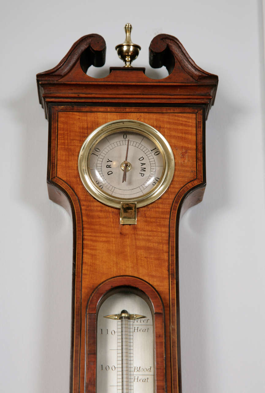 Mahogany George III Period Antique Barometer by J Thompson, Welbeck