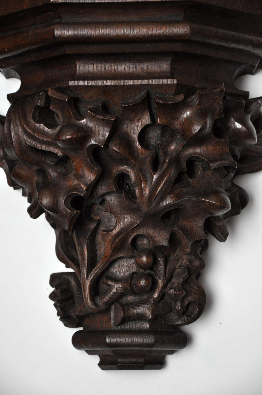 Pair German Carved Oak Brackets Circa 1900 In Excellent Condition In Lake Forest, IL