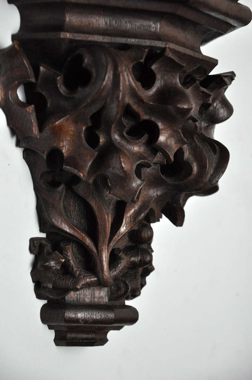 Pair German Carved Oak Brackets Circa 1900 2