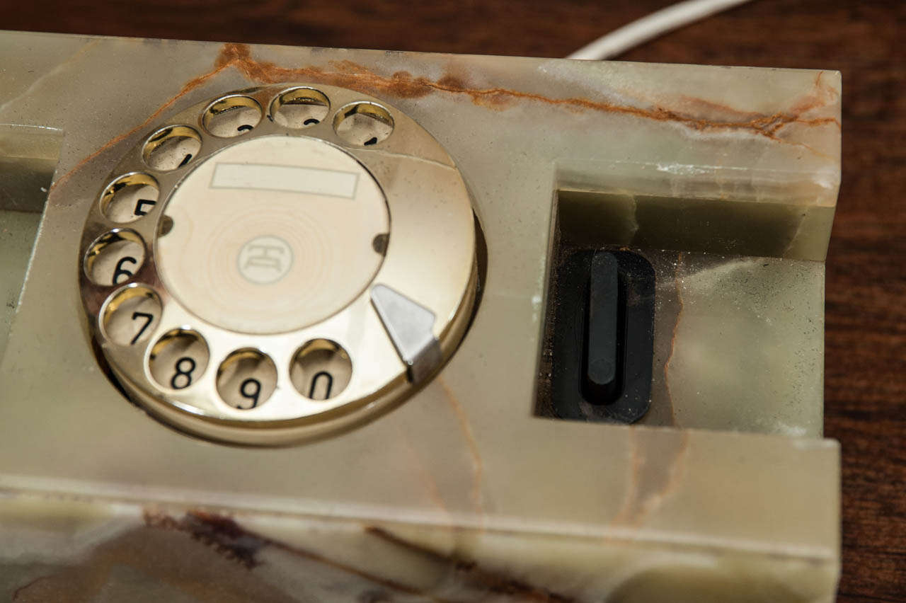 Mid-20th Century Mid century Italian green onyx telephone set For Sale